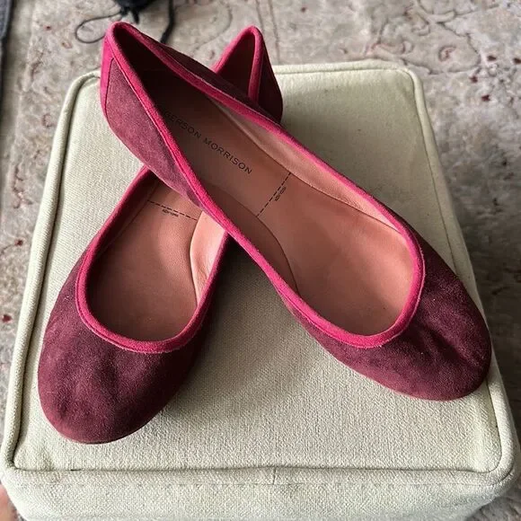 Sigerson Morrison crimson suede flats. - Picture 2 of 6